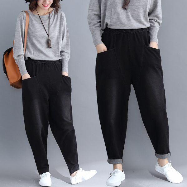 

new korean high - waisted stretch casual pants style, Blue