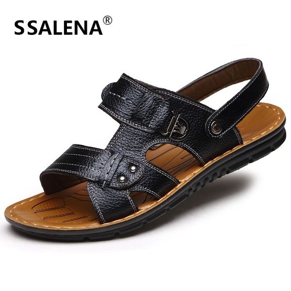 

gladiator sandals men light weight breathable summer shoes men fashion cool leather anti-slip sandals aa20431, Black