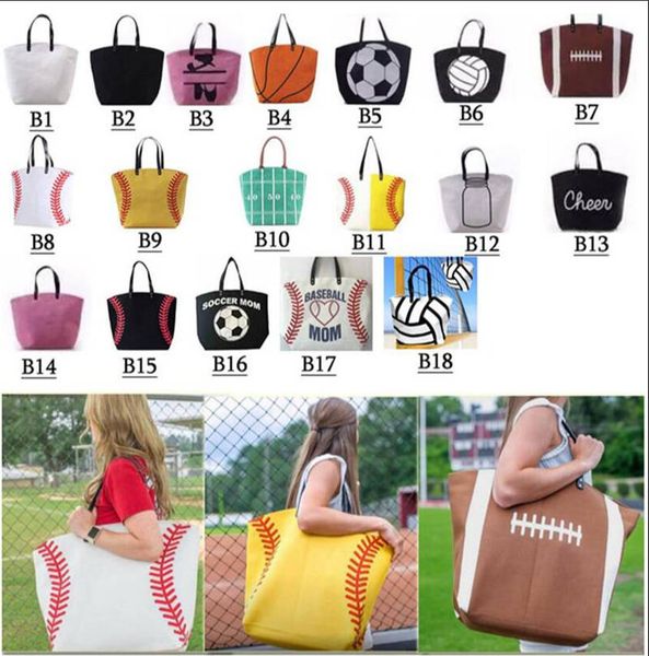 

canvas bag baseball tote sports bags casual softball bag football soccer basketball cotton canvas tote bag 18 styles 20pcs
