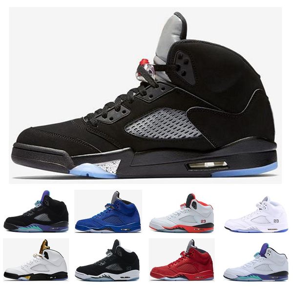 

wholesale 2018 5 5s men basketball shoes white og black metallic grape blue fire red suede 5s mens sports shoes sneaker size 41-47