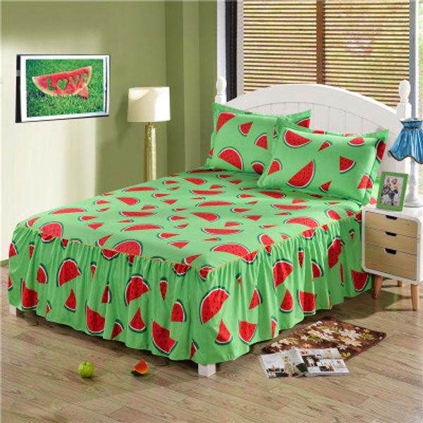 

2018 watermelon banana bed skirt fruit plaids bedspreads bedclothes for kids bed cover sheets coverlets no pillowcase