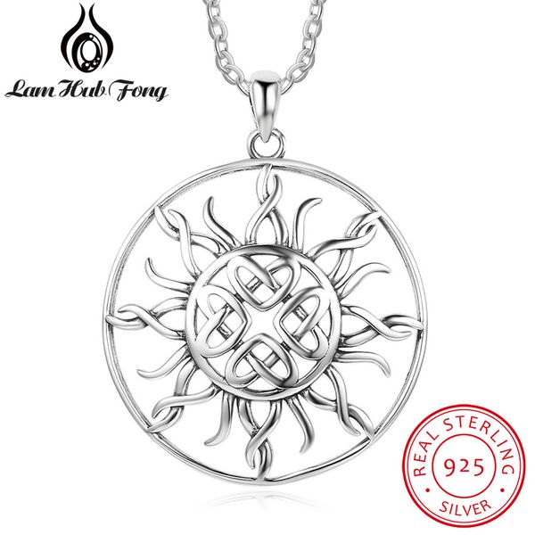 

vintage style 925 sterling silver sunflower charm necklaces retro round pendant necklace gift for women (lam hub fong