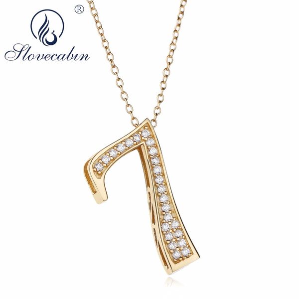 

slovecabin 925 sterling silver bijoux femme gold color number 9 pendant japan luxury cz letter 7 8 pendant chain necklace