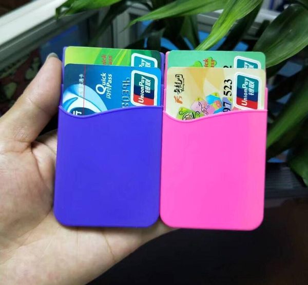 

wholesale pure color silicone eco friendly cell phone case card holder phone credit card holder for iphone 9 smartphone