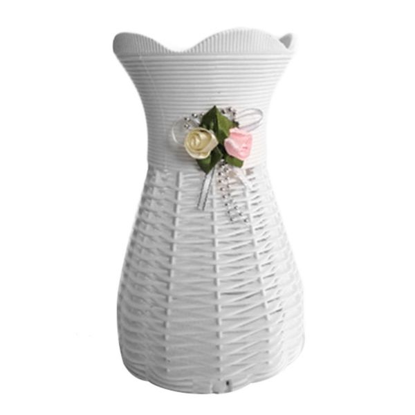Small White Artificial Rattan Vase Flower Fruit Candy Storage