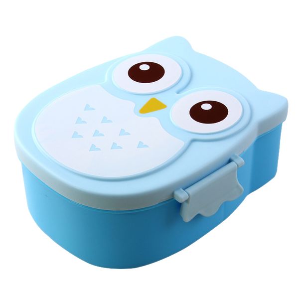 

fggs-bento box cartoon cute owl bento lunch meal box tableware, Blue;pink