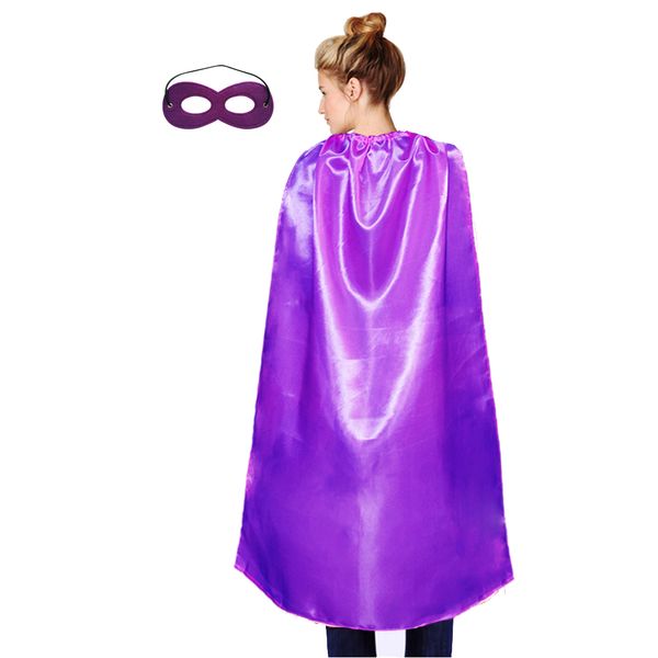 110 cm Plain Mantelle e maschere per feste per adulti Set 10 Opzione colore Bomboniera per feste Cosplay Superhero Adult Cape Mask Suit