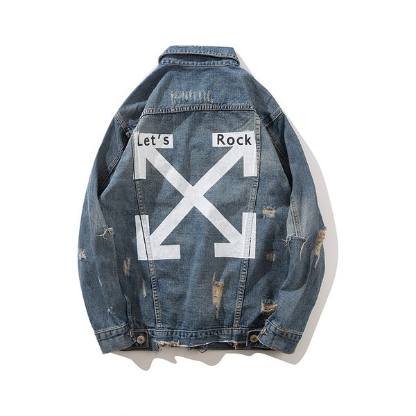 

LETS Rock Arrow Jean Jackets Mens Clothing Single Breasted Turn-down Collar Jacket