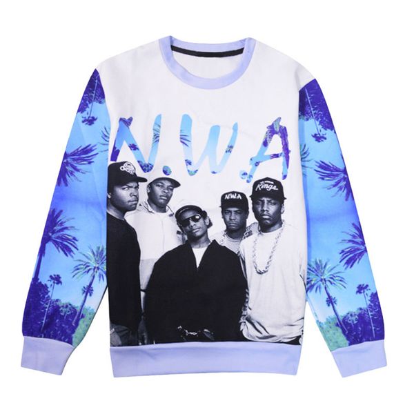 

новое прибытие мода мужчины / женщины классическая группа nwa compton смешные 3d печатных толстовка стиль мода повседневная толстовка b196, Black