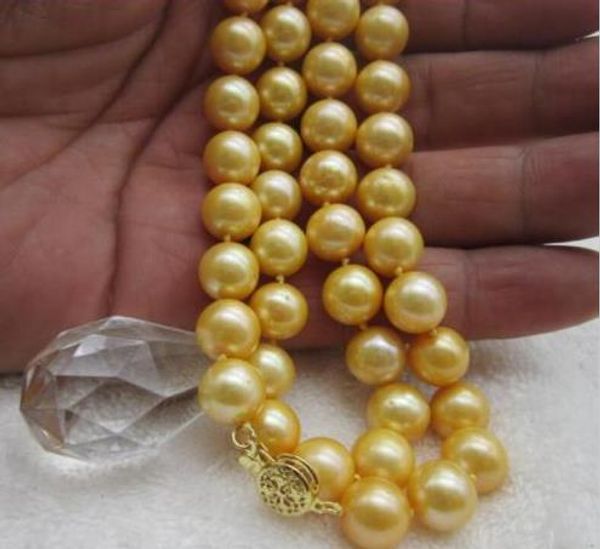 

natural south sea bizarre elegant yellow pearl necklace 18 inch, Silver