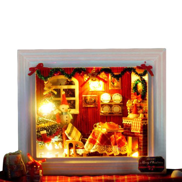 Diy Kits Christmas House Decoration Miniature Wood Frame House