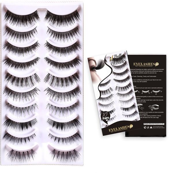 

quality fiber hand-made natural looking thick soft false eyelashes 10 pairs bella hair 10 different styles