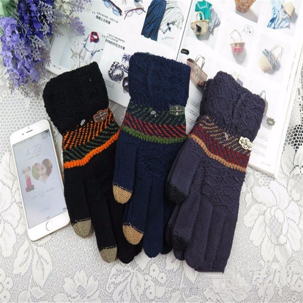 

2016 men' knitted wool winter new multi-functional warm cell phone gloves a34, Blue;gray