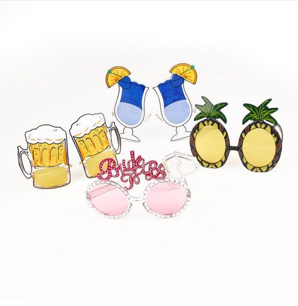 Beach Party Novità Frutta Ananas Occhiali da sole Decorazione del partito Occhiali divertenti hawaiani Occhiali Forniture per feste di addio al nubilato GA367