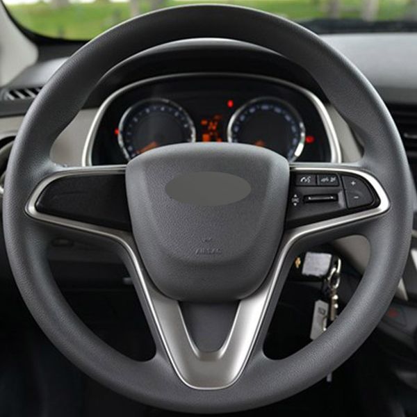 

black leather hand-stitched car steering wheel cover for chevrolet sail 2015-2017 lova aveo 2016 2017 cavalier 2016 2017