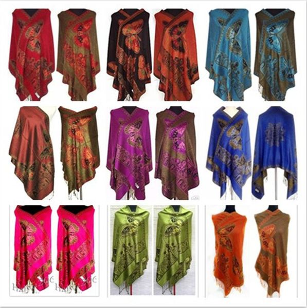 

9 colors new chinese lady's butterfly double-side silk scarf wrap shawl ing