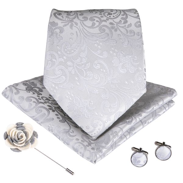 

серебряный пейсли мужской галстук набор плюс платок манжеты изысканный роскошный корсаж бизнес мода бесплатная доставка 2018 новые продукты, Black;blue