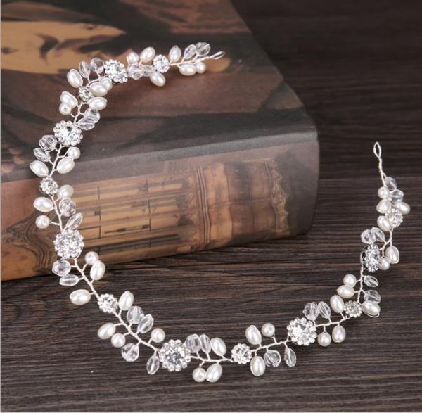 

2018 new european and american bridal headwear, wedding bridal headwear, handmade pearl headwearpearl hair with bridal accessories, european, Slivery;golden