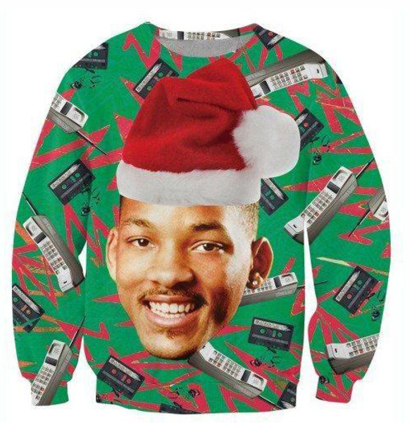 

new fashion women/men fresh prince with christmas hat funny 3d printed sweatshirts hoody long sleeves s---5xl b32, Black