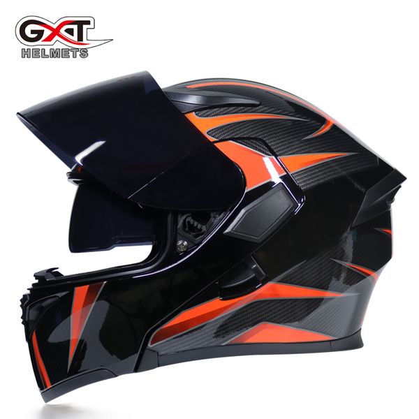 

gxt 902 motorcycle flip up helmet modular casque moto cycling helmets black sun visor safety double lens racing helmet