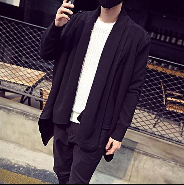 

personality irregular korean cardigan models cool sweater tide men's nightclub hair salon show s-6xl, Tan;black