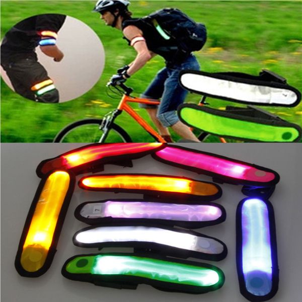 4 cm Breite, reflektierendes Gitter-Nylon, blinkende Sicherheits-LED-Armbinde, Armbinden für Outdoor-Sportarten, Radfahren, Laufen, 8 Farben, hohe Qualität, schneller Versand