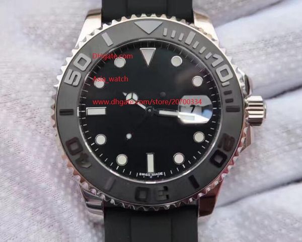 

sapphire 40mm black face ceramic bezel case rubber band automatic mechanical stainless steel 116655 mens watch watches, Slivery;brown