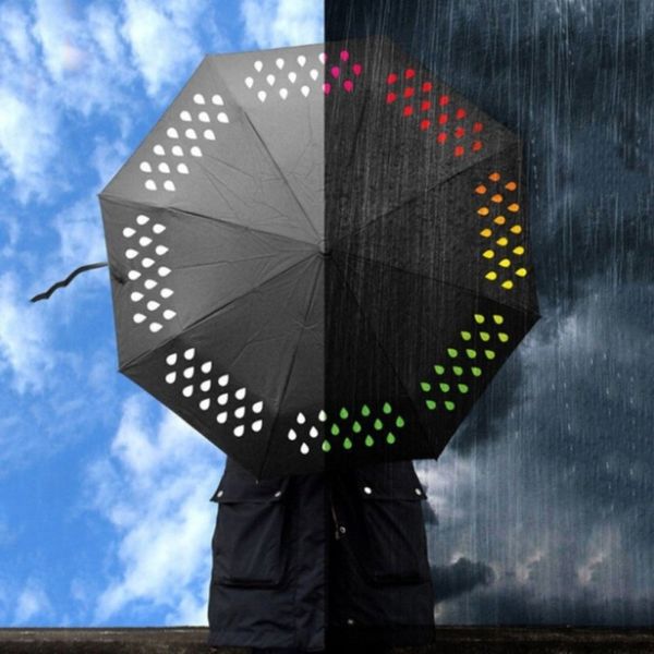 

2018 new water discoloration colour changing umbrella when meet water tri-fold umbrella umbrellas gift