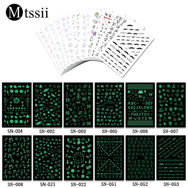 

mtssii 1 sheet luminous nail art stickers nails wraps merry christmas xmas music animals design manicure decoration sticker tips, Black
