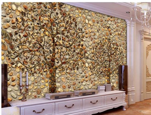 

cobblestones fortune tree background wall wall papers home decor designers