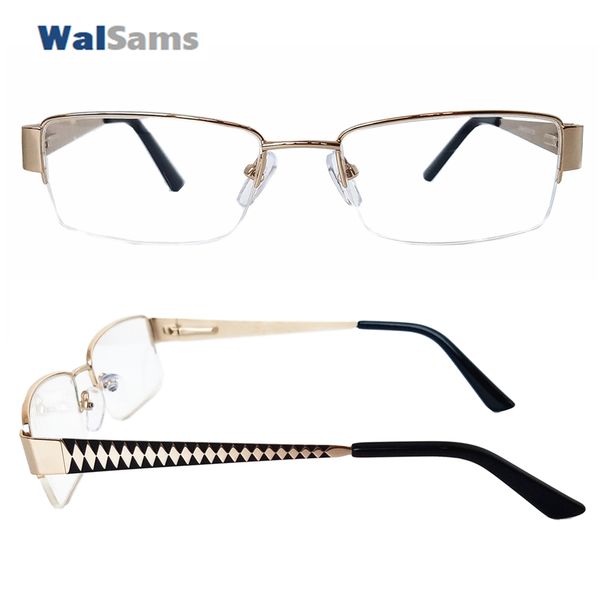 

metal half-rim eyeglasses frame with clear lens for men&women glasses with case optical frames stainless steel eyewear -lm005, Silver