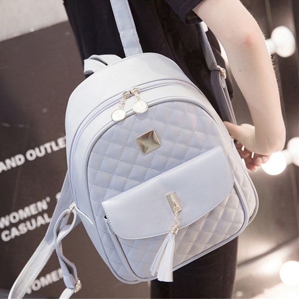 

women fashion casual travel backpack for girls black grey leather schoolbag backpack mochila feminina backpacks shoulder bags