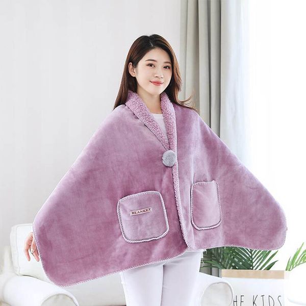 

wearable sherpa fleece blanket winter warm cloak cape pashmina