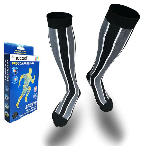 

findcool medical compression socks pressure varicose veins leg relief pain knee high socks knee calf support for women men, Black