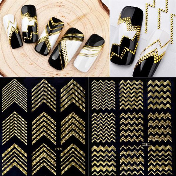 Adesivi per nail art Donna Lady Paper 3D Gold Nails Sticker Decalcomanie Manicure Decor 8 stili 10 pezzi