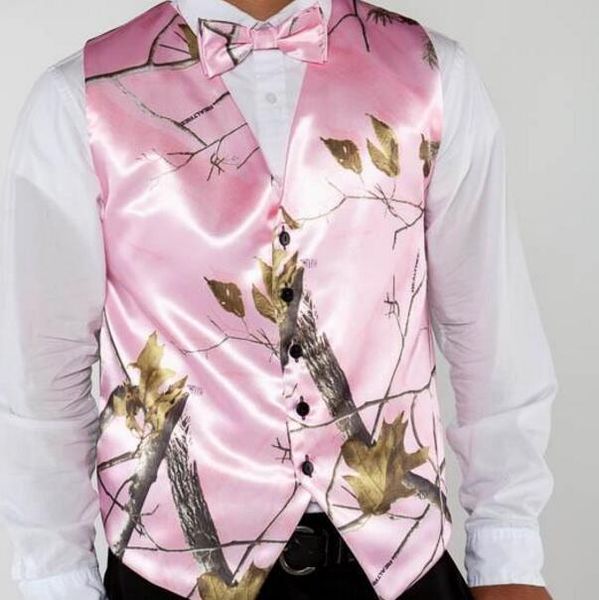 

2020 new camo pink groom vests for rustic wedding slim fit groomsmen outfit custom made plus size party prom hunter farm hol207x, Black