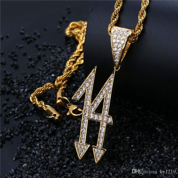 

Hip Hop Digital Pendant Necklace For Men Europe and America Fashion Jewelry 18K Gold Plated Cubic Zirconia Women Hiphop Rapper Necklaces