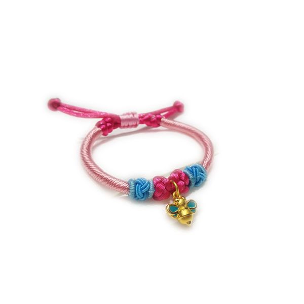 

solid 24k yellow gold weave bracelet women 999 gold honeybee bracelet children gift, Golden;silver