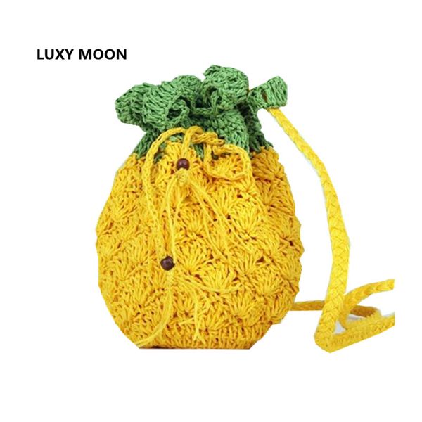 

yellow pineapple bag cute fruit knitted summer beach bags women's handbag mini crossbody lady small bags over the shoulder l232 d181023