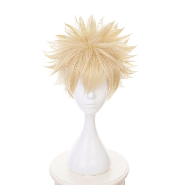 Parrucca + Cappellino Cosplay Unisex per My Hero Academia Bakugou Katsuki a strati corti