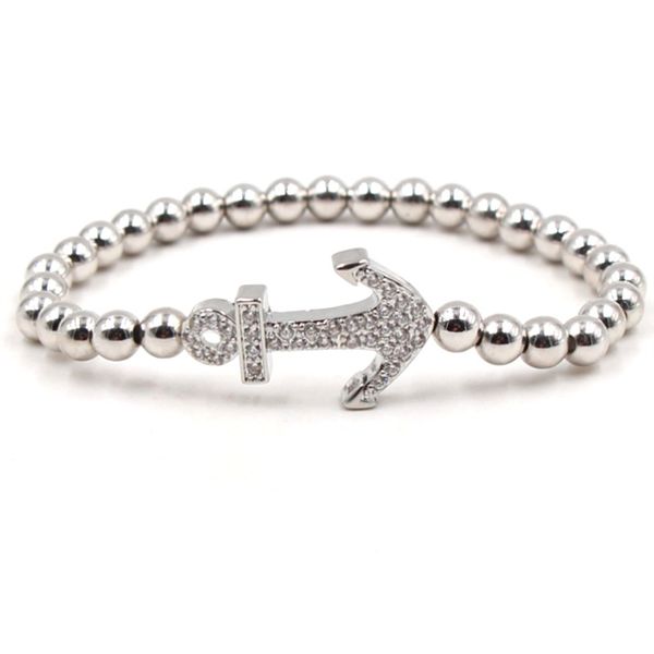 

anchor men bracelet nature stone zircon stone bracelet, Golden;silver