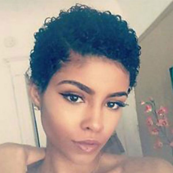 Human Hair Wig For Women Afro Kinky Curly Weave Short Hair Machine
