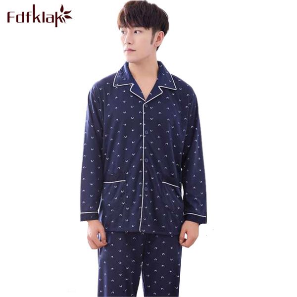 

fdfklak good quality pajamas for men sleepwear set long sleeve cotton men nightwear autumn winter mens pyjama pijama masculino, Black;brown