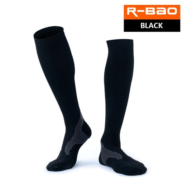 

rb7711 r-bao high-quality marathon compression running socks outdoor sports long socks knee high cycling bicycle, Black