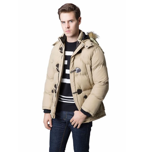 

g4072ca-m fashion winter men parka faux fur collar hooded thick warm jacket coat outerwear, Black;brown