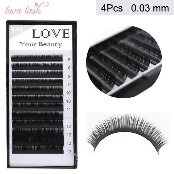 

0.03mm volume eyelash extensions mixed size 4 tray/lot false eyelashes faux mink eyelashes individual