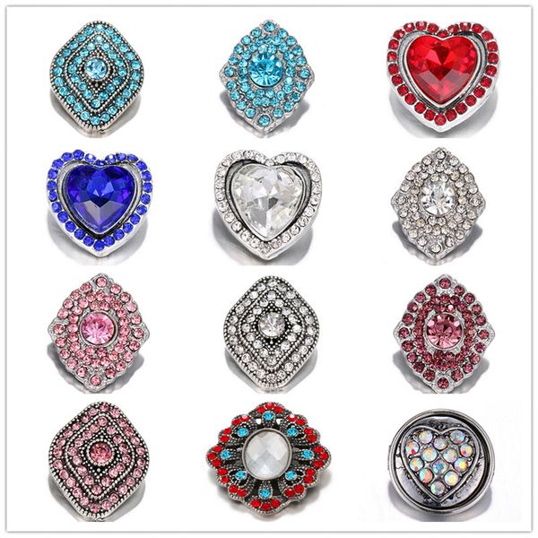 

buttons/heart crystal snap jewelry rose flower metal snap buttons fit 18mm snap bracelet bangles necklace diy jewelry