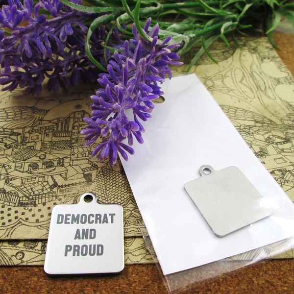 

40pcs--"democrat and proud"stainless steel charms more style for choosing diy charms pendants for necklace, Bronze;silver