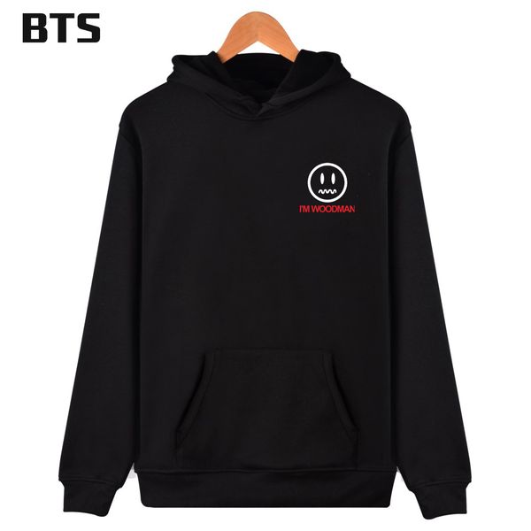 

bts series freamve winter dress print i'm woodman men hooded sweatshirt, Black