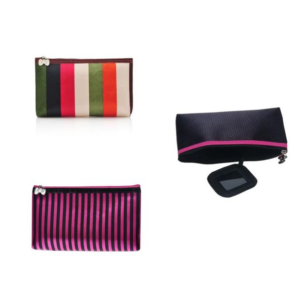 

sleeper #5001 fashion women portable dot leopard stripes zipper cosmetic storage makeup bag ing, Red;black